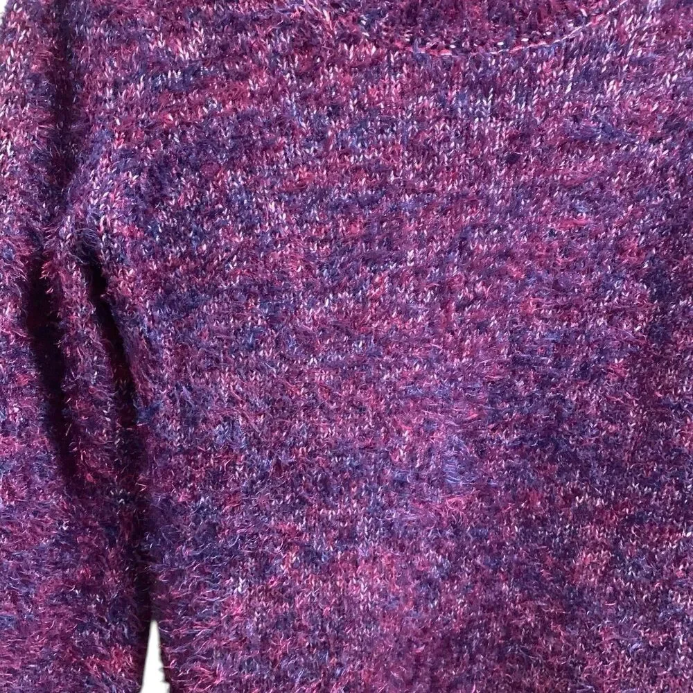 Lou and Grey Womens Purple Pink Haze Fuzzy Long Sleeve Sweater M Valentines Day